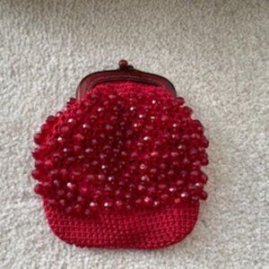 Pre-loved red color crochet small purse, vintage